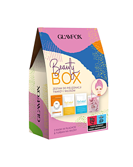 Glamfox Set Turbante per capelli + 3 Maschere in tessuto per il viso