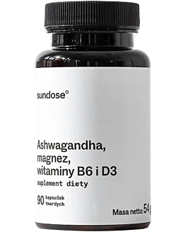 Sundose Ashwagandha Magnez , Witaminy B6 i D3 90 szt