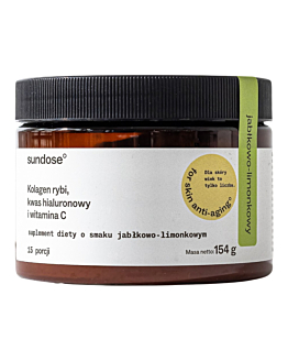 Sundose For Skin Anti-aging Kolagen Rybi, Kwas hialuronowy i Witamina C Smak jabłkowo-limonkowy, 154 g