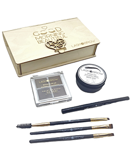 Lash Brow Zestaw Prezentowy, Mydełko do brwi + cienie do brwi + Kredka do brwi + Pędzle + Pudełko
