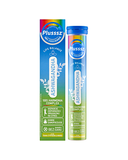 Plusssz Ashwagandha 100% Harmonia Complex, tabletki musujące o smaku trawy cytrynowej z mango,, 24 szt.