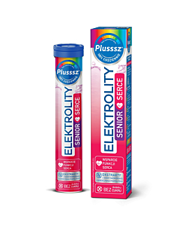 Plusssz Elektrolity Senior Serce, tabletki musujące o Smaku Porzeczki z Granatem, 24 szt.