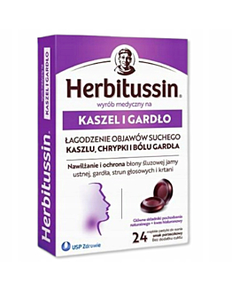 Herbitussin Kaszel i Gardło Pastylki do ssania, 24 szt.