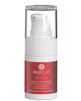 BasicLab Esteticus Emulsyjne serum z czystym retinolem 0,5%, witaminą C 4% i koenzymem Q10, 15 ml