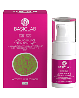 Basiclab Esteticus Wzmacniajace serum tonujące 10% kompleksu czynnika wzrostu EGF, 0,5% poch. wit. K, 15ml