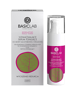 BasicLab Esteticus Wzmacniajace serum tonujące 15% kompleksu czynnika wzrostu EGF, 1% poch. wit. K 3