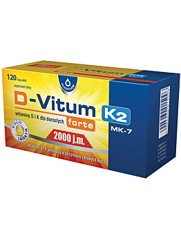 D-Vitum Forte 2000 j.m. + K2 MK-7, Witaminy D i K dla dorosłych,  kapsułki 120 szt.