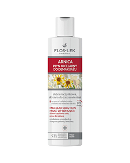 Flos-Lek Arnica Acqua micellare per la rimozione del trucco pelle con capillari fragili, soggetta ad arrossamenti, 225 ml
