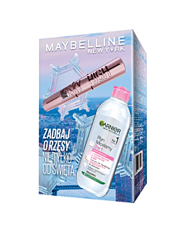 Maybelline Zestaw prezentowy: Tusz do rzęs + Garnier Płyn micelarny 3w1
