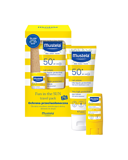 Mustela Sun Fun In The Sun Travel Pack Zestaw: Mleczko przeciwsłoneczne + Sztyft