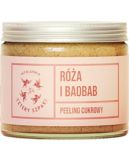 Mydlarnia Cztery Szpaki Peeling cukrowy do ciała, Róża i baobab