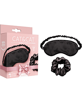 Cat&Cat Zestaw Zestaw jedwabny: maska + gumka Black