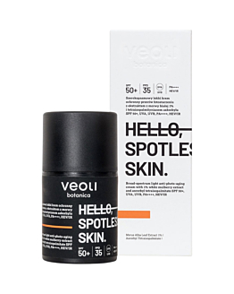 Veoli Botanica Hello, Spotless Skin Szerokopasmowy lekki krem ochronny przeciw fotostarzeniu, SPF50+