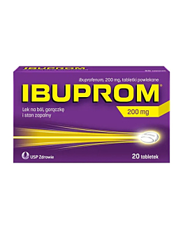 Ibuprom 200mg Tabletki przeciwb&oacute;lowe i przeciwgorączkowe, 20 tabl.