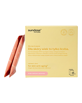 Sundose Everyday For Skin Anti-aging Kolagen Rybi Kwas Hialuronowy i Wit. C  Smak malinowo-cytrynowy Saszetki, 15 szt.