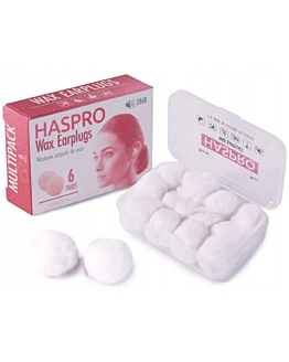 Haspro Wax Earplugs Zatyczki do uszu woskowe 12 szt. 6 par