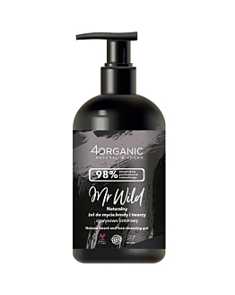 4Organic Mr Wild Gel Naturale Detergente per Barba e Viso al Profumo di Cipresso e Zenzero 200 ml