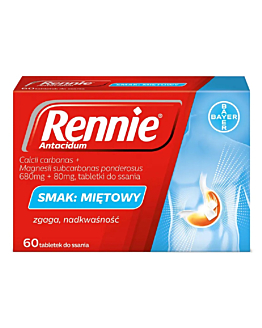 Rennie Antacidum 680 mg + 80 mg, tabletki do ssania 60 szt.