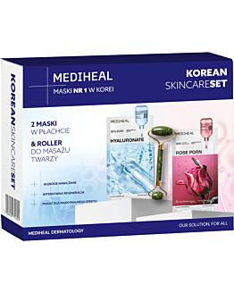 Mediheal zestaw: Maski Kwas hialuronowy + Róża, 2szt. + Roller
