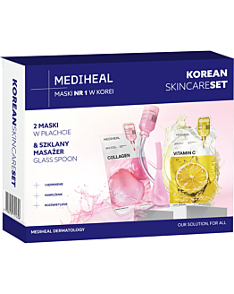Mediheal set: Maschere Essential Collagene + Vitamina C, 2 pezzi + Glass Spoon