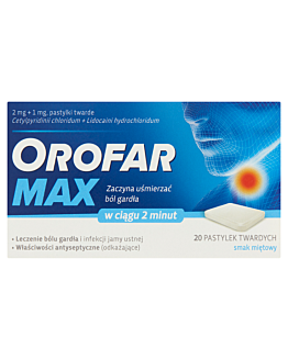 Orofar MAX pastylki twarde 2mg+1mg 20 pastyl.