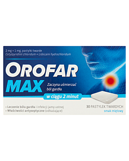 Orofar MAX pastylki twarde 2mg+1mg, 30 pastyl.