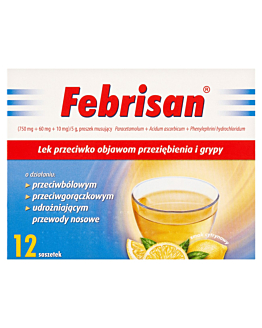 Febrisan (750 mg + 60 mg + 10 mg)/5 g 12 sasz.