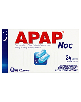 Apap Noc 500 mg + 25 mg 24 Tabletek powlekanych 