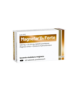 Magnefar B6 Forte 100 mg +10,10 mg, Tabletki powlekane 60 szt.