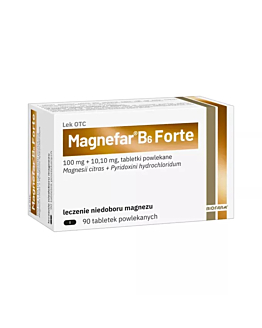 Magnefar B6 Forte 100 mg +10,10 mg, Tabletki powlekane, 90 szt.