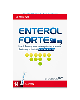 Enterol Forte 500 mg Lek probiotyczny Proszek do sporządzania zawiesiny doustnej Saszetki, 14 szt.