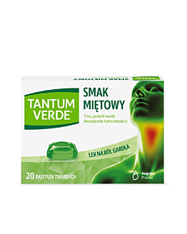 Tantum Verde 3 mg, 20 Pastylek twardych, Smak miętowy