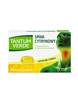 Tantum Verde 3 mg, 20 Pastylek twardych, Smak cytrynowy