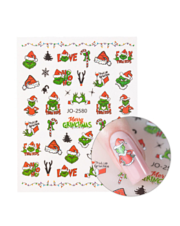 Allepaznokcie Naklejki Do Paznokci Samoprzylepne Świąteczne Grinch JO-2580