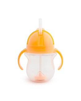 Munchkin Kubek niekapek ze słomką, pomarańczowy, 207 ml