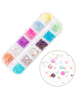 MollyNails Kasetka Z Ozdobami Kamyki Mix Kolorów 1000 szt