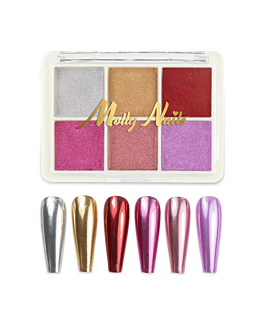 MollyNails Pyłek Do Paznokci Efekt Lustra Kasetka 6 Kolorów Nr 4