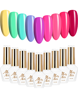 MollyNails Sorbet Zestaw 9 Lakierów Hybrydowych Do Paznokci 8g