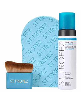 ST. TROPEZ Ultimate Tan Body Essentials Kit zestaw Bronzing Mousse pianka samoopalająca, 200ml + aplikator do samoopalacza + szczoteczka