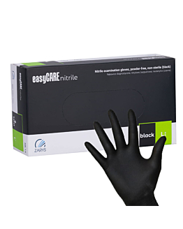 Zarys Easycare Nitrile Black Rękawiczki Jednorazowe Nitrylowe Diagnostyczne i Ochronne Czarne Rozmiar L 100 szt.