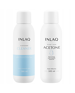 INLAQ Odtłuszczacz do Paznokci, 500 ml + Aceton Kosmetyczny, 500 ml