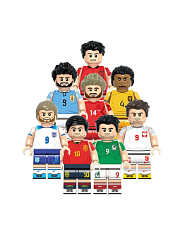 Habarri Piłkarskie Gwiazdy NEW - Piłkarzyki Lewandowski Raul Eriksen Suarez Son Heung-Min Virgil Pedri Kane - figurki klocki, 8 szt.