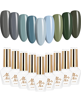 MollyNails Pure Nature Zestaw 9 Lakierów Hybrydowych Do Paznokci 8g