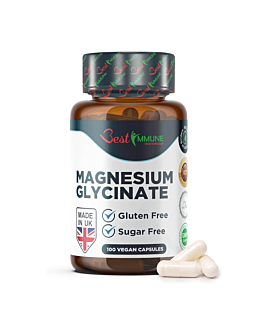 Best Immune Magnez Naturalny Glicynian Magnezu 500mg 100 wegańskich kapsułek Idealne proporcje Zwiększona biodostępność