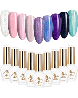 MollyNails Winter Crystalize Zestaw 9 Lakierów Hybrydowych Do Paznokci 8g