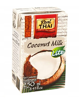 Real Thai Kokosowy ekstrakt 55% Mleczko kokosowe Light tłuszcz 6% UHT 250ml