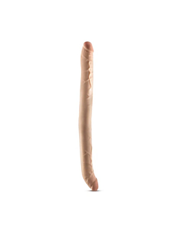 Blush Dr. Skin+ Posable Double Dong dwustronne realistyczne dildo Beige 42cm
