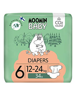 Moomin Baby 6 Maxi 12–24 Kg Eko Pieluszki, 34 szt.