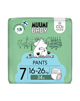 Muumi Baby Pants 7 XL 16-26 kg Eko Pieluchomajtki, 34 szt.