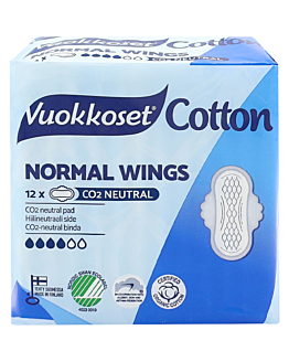 Vuokkoset Cotton Normal Wings Assorbenti con ali, 12 pezzi.